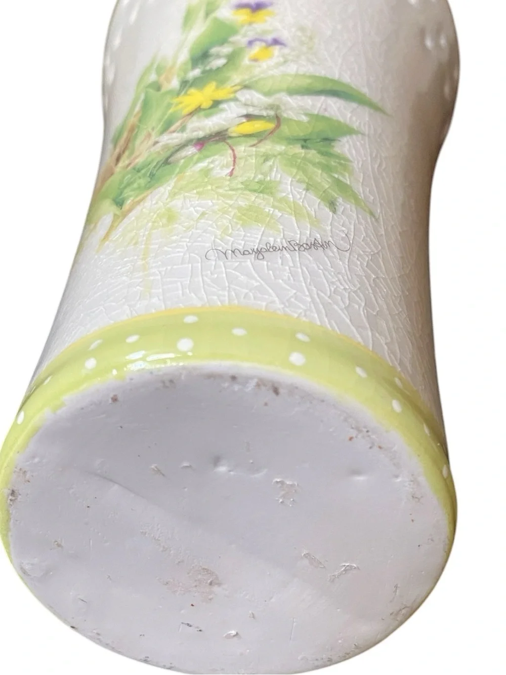 VINTAGE 80’S HALLMARK MARJOLEIN BASTIN CERAMIC CRACKLE FLORAL VASE